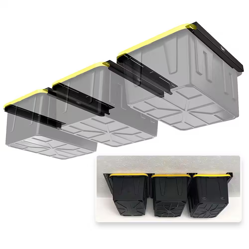 3 In. W X 2 In. H X 26 In. D Three Bin Rack Adjustable Height Garage Ceiling Mou
