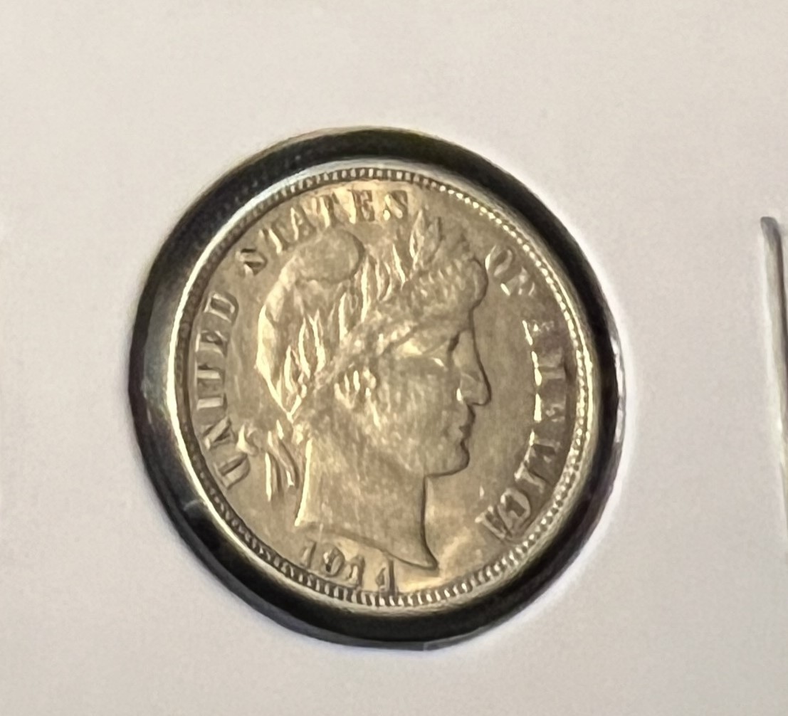 1914 BARBER SILVER DIME GRADES ALMOST UNCIRCULATED+++  ACTUAL COIN  #10450