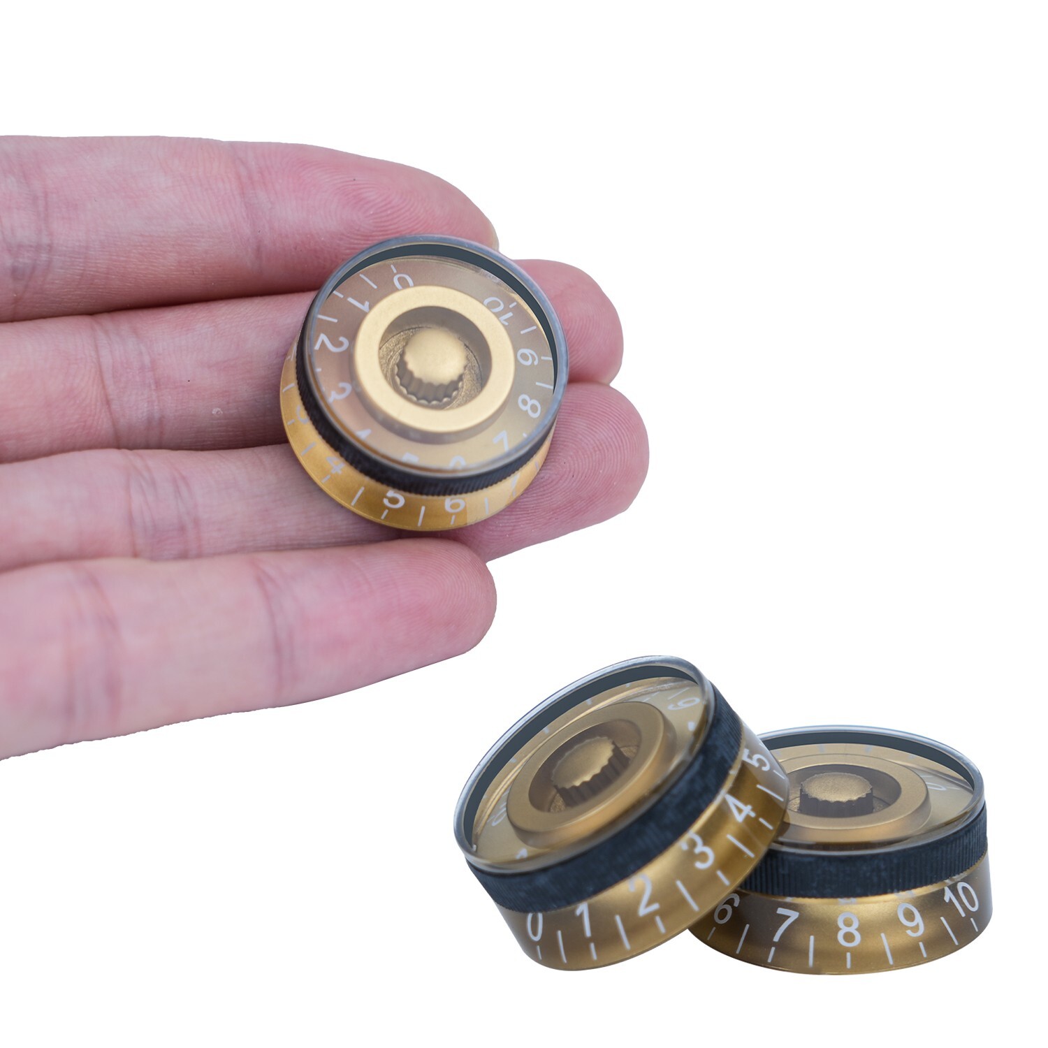 4 x Control Speed Knobs Electric Guitar bass Volume Tone Knobs Gold/Rubber Ring