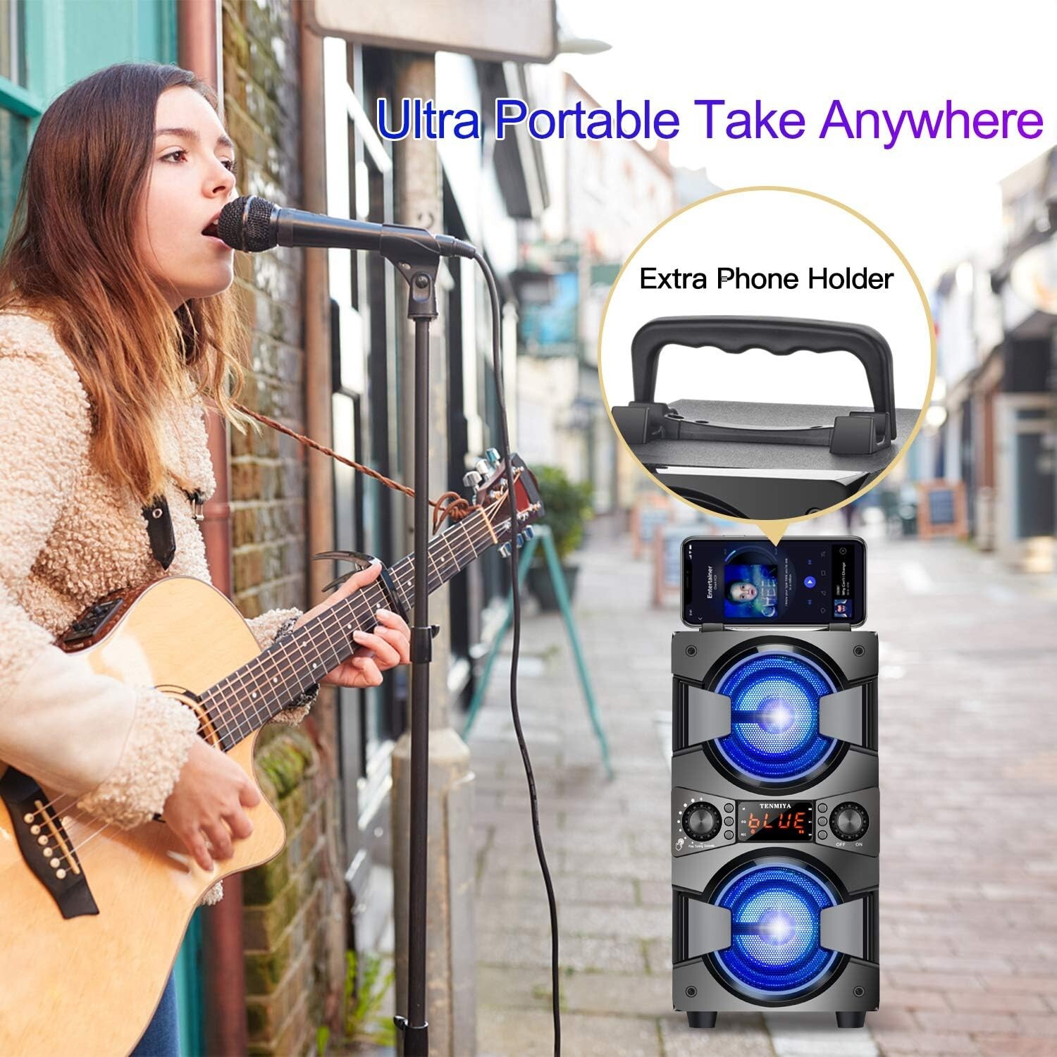 Karaoke Machine with Microphone ,Portable Bluetooth Speaker dual 3 inch subwofer