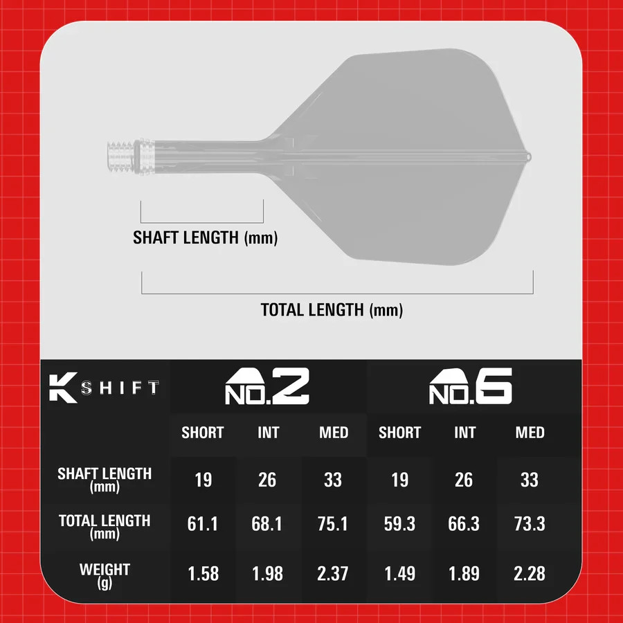 NO6 STANDARD CLEAR MEDIUM TARGET K-SHIFT 1 PIECE SHAFT AND FLIGHT