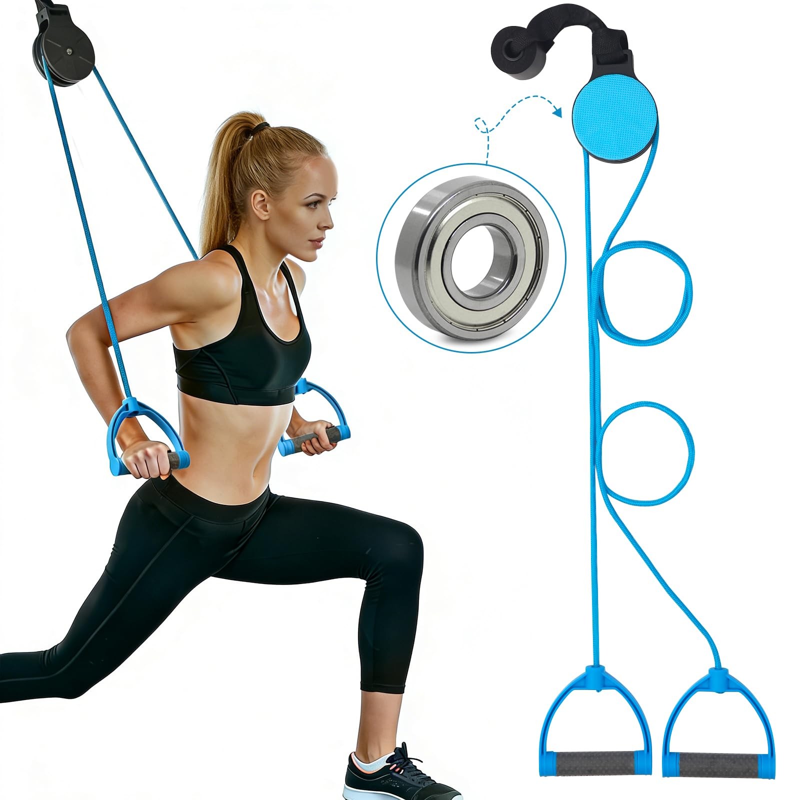 Premium Over Door Shoulder Pulley - Silent Bearings, Physical Therapy BLUE