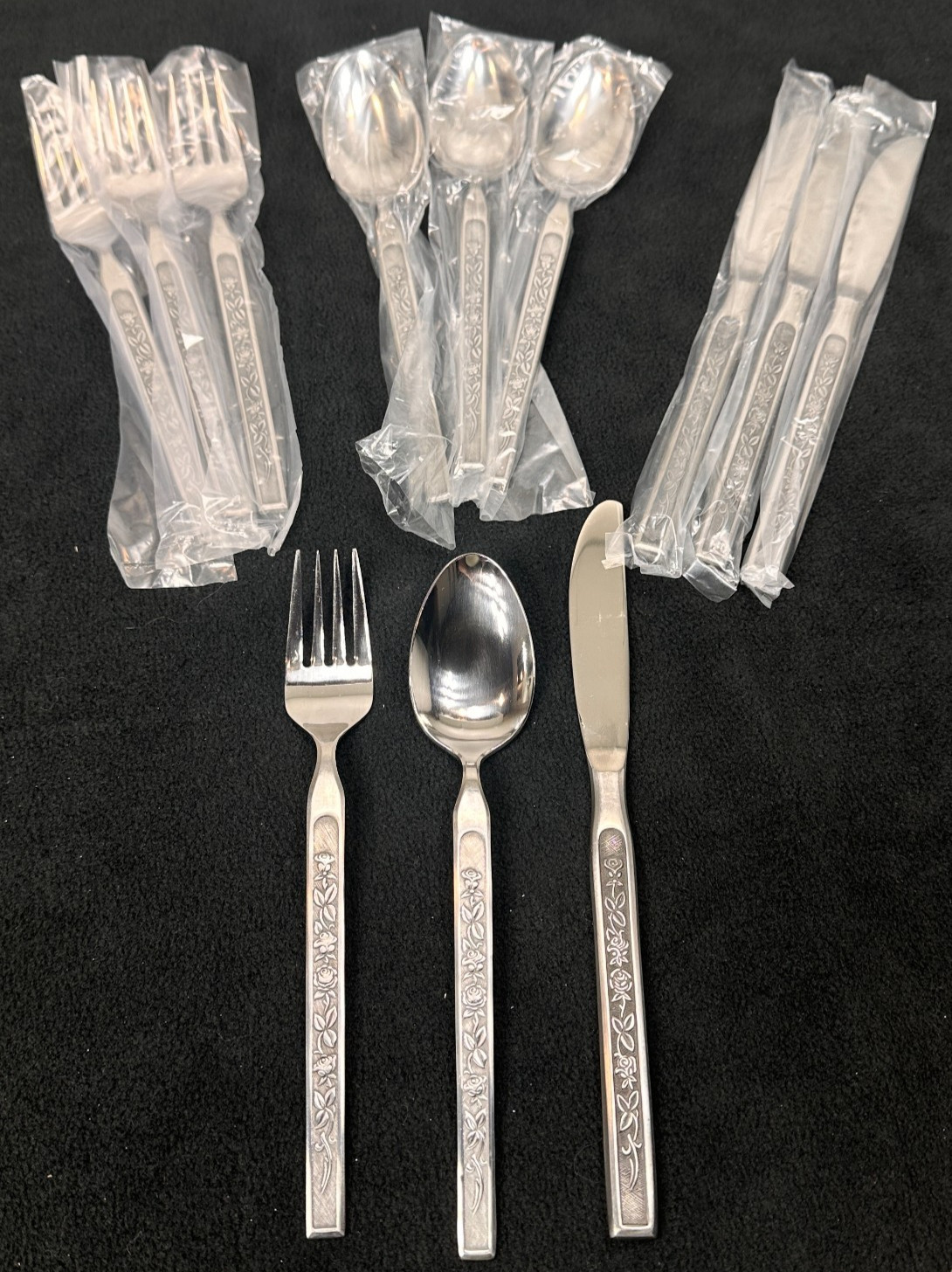MCM 1950s Maria Grande Japan Floral, 4 Spoon 2 Dinner Forks 4 Knife - NEW