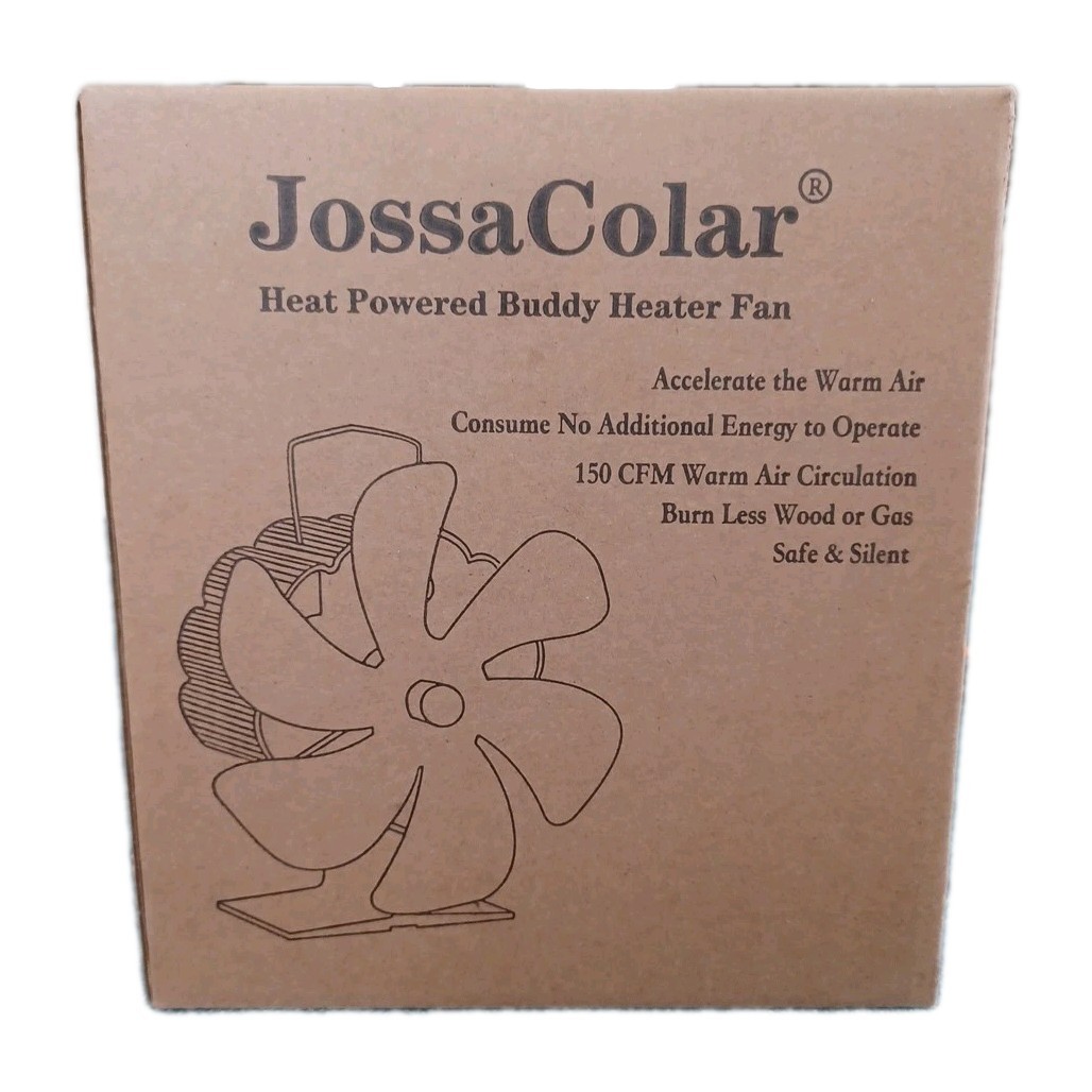 Wood Stove Fan for Big Buddy Heater, Heat Powered Fireplace 6-Blade, Black