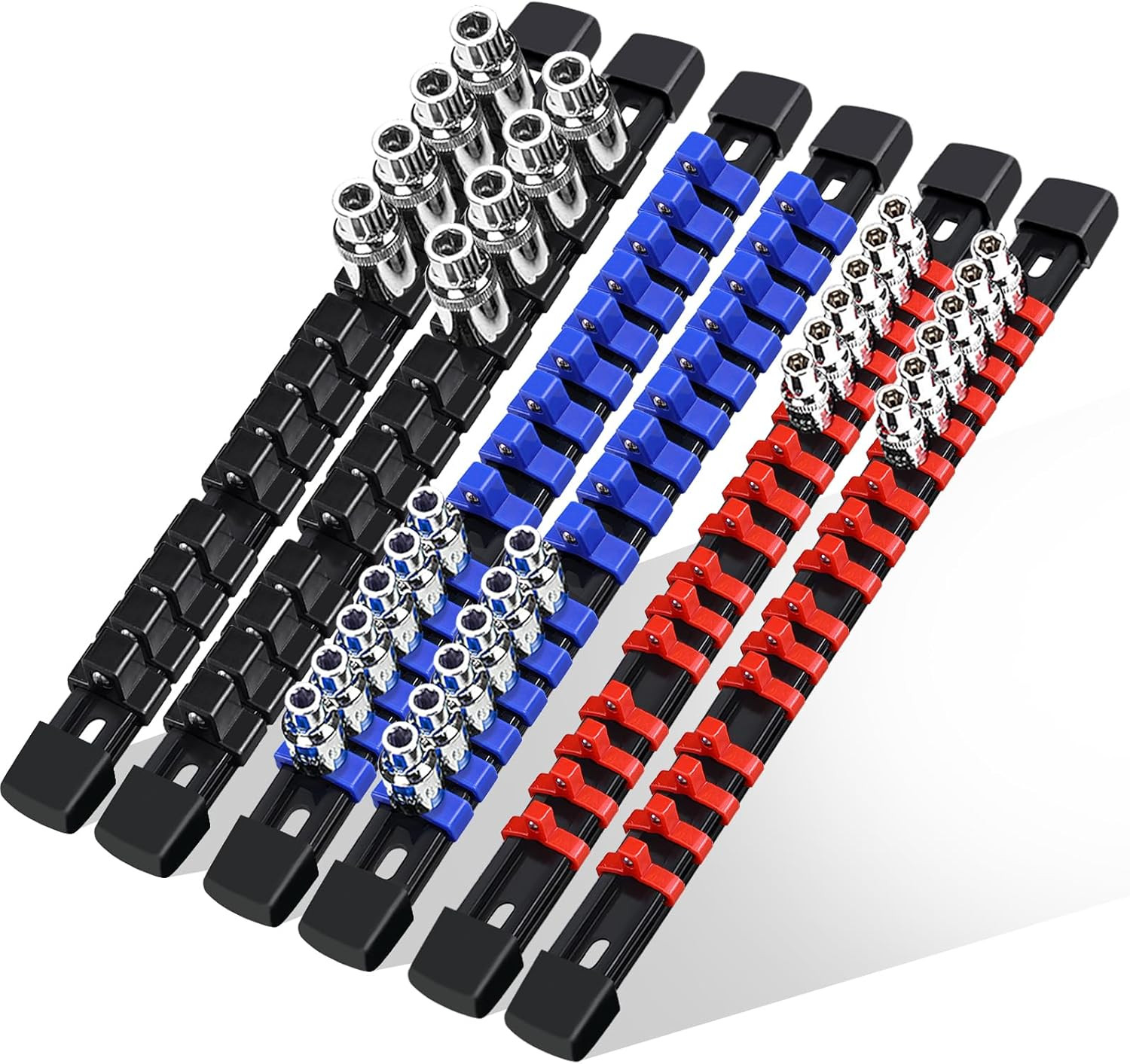 6 Pcs Socket Organizer Rail Set, Premium Socket Holder, Heavy-Duty Socket Rack