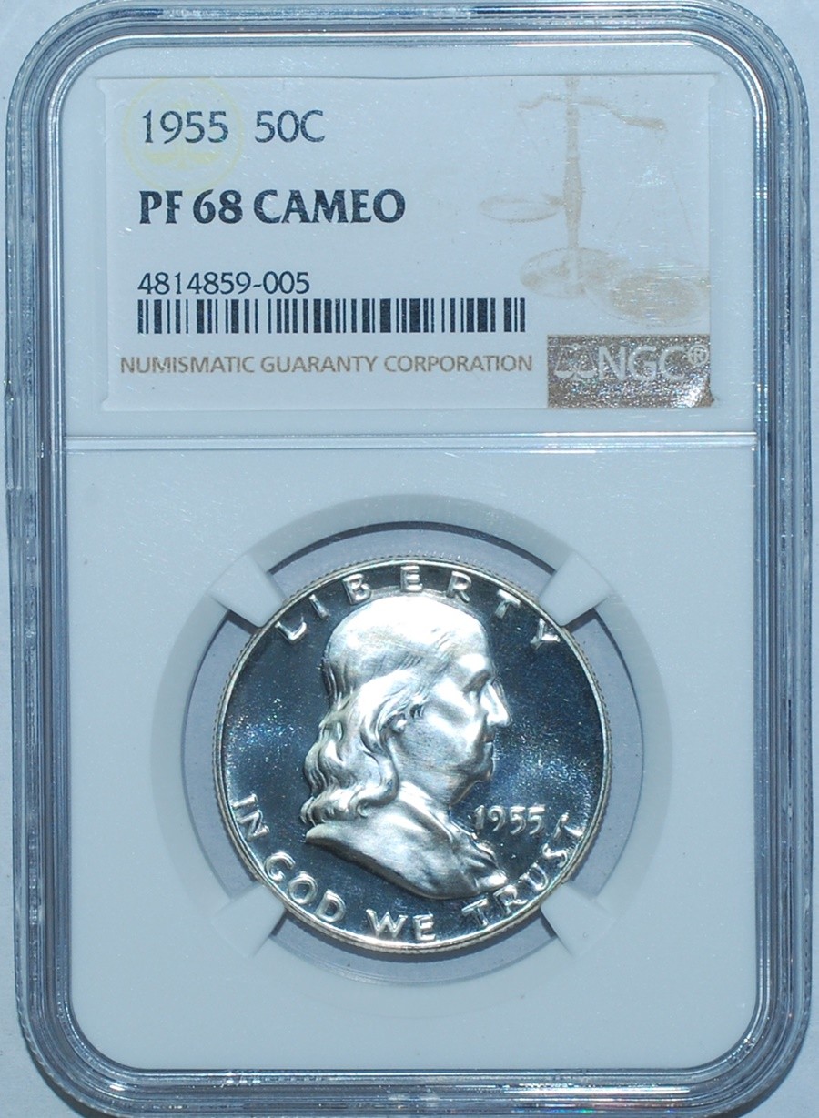 1955 NGC PR68CAM Cameo Proof Strike Franklin Half Dollar