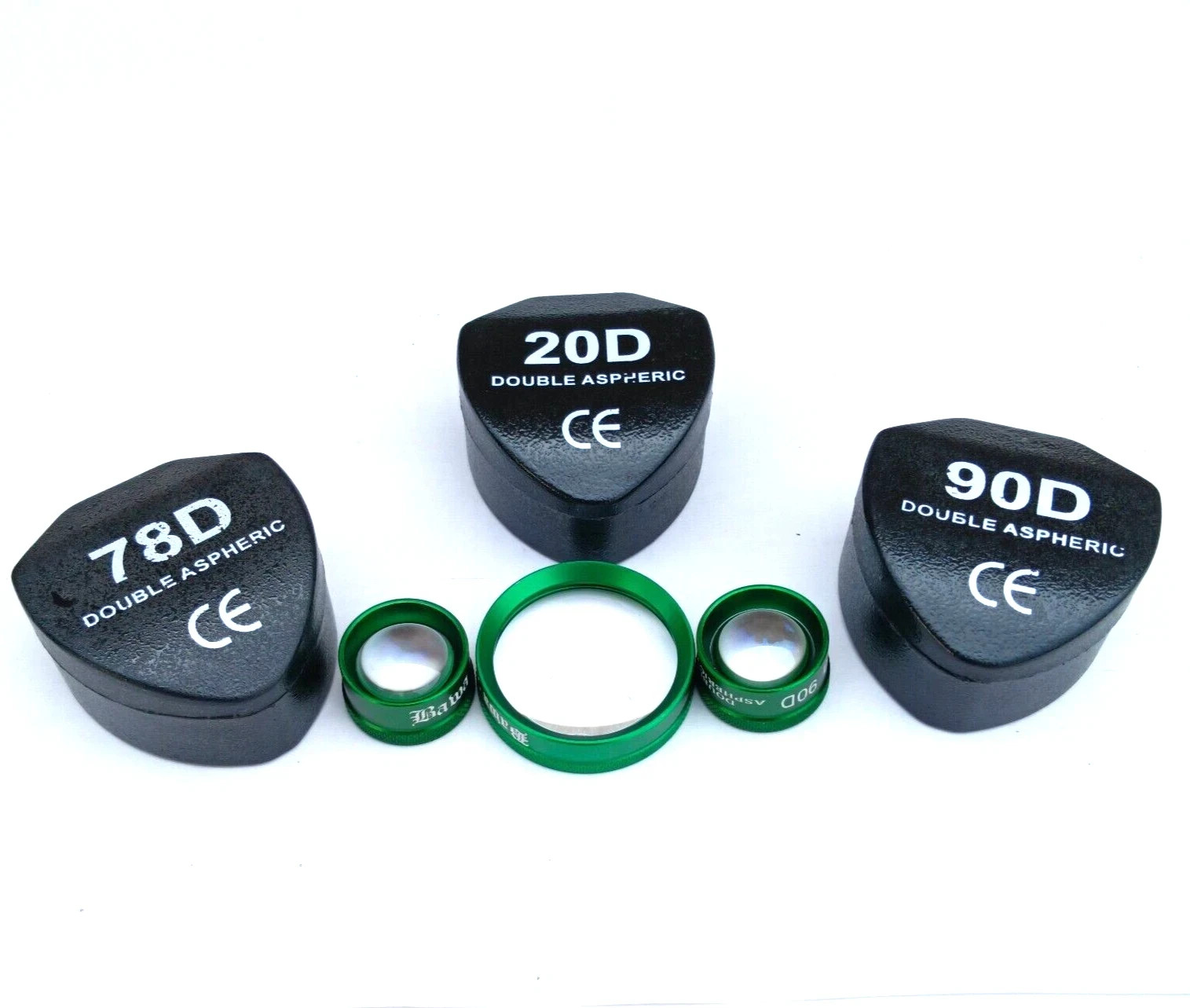 20D 90D & 78D Ophthalmic Diagnostic Lens Green Combo Set 3 With Unique Case