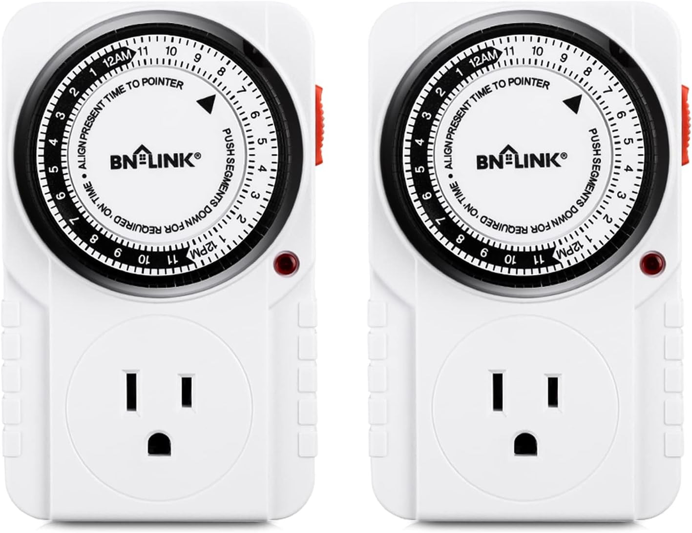 BN-LINK 24 Hour Plug-In Mechanical Timer Grounded for Aquarium, Grow Light, Hyd