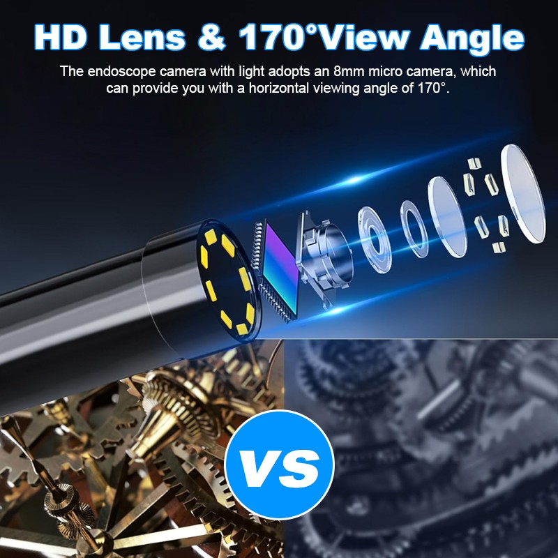 Handheld 2.4" Endoscope IP68 Waterproof Industrial Borescope Inspection Camera
