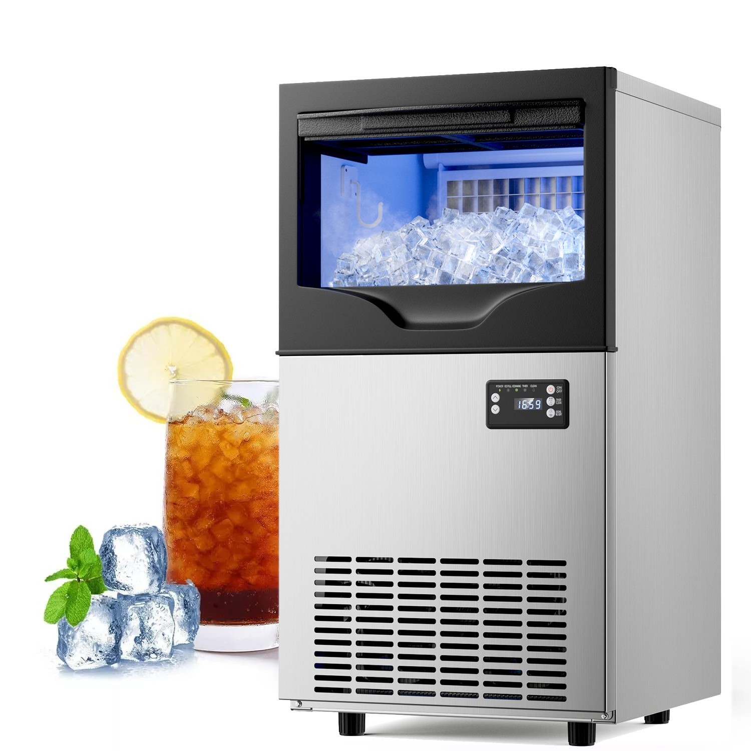 120lbs/24H Commercial Ice Maker Machines with 35 lbs Storage for Bar, Restaurant