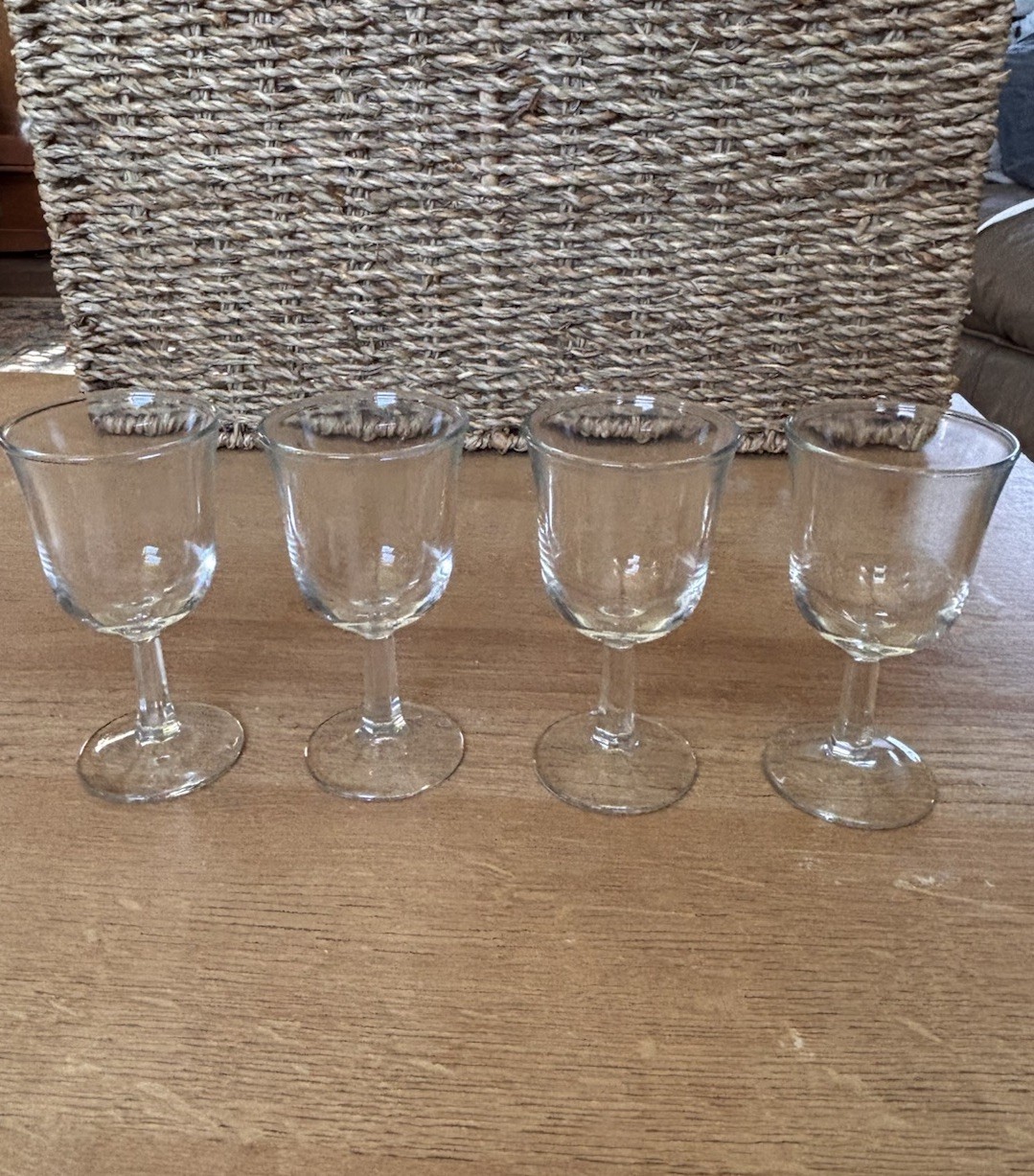Set of 4 Elegant Stemmed Cordial/Shot Glasses, 4 inches tall Faceted Stem