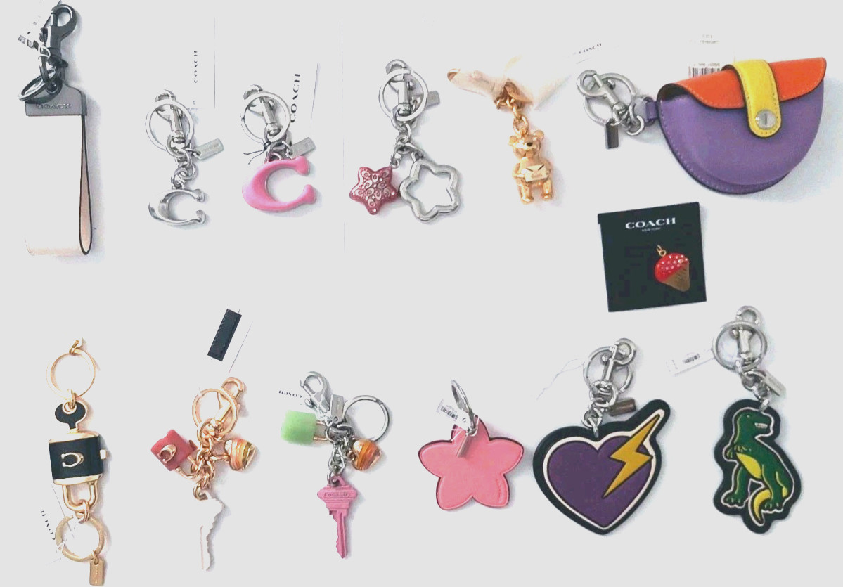 Original Coach Bag Charm keychain BEAR, Dino, flower, Metal or Leather PICK IT