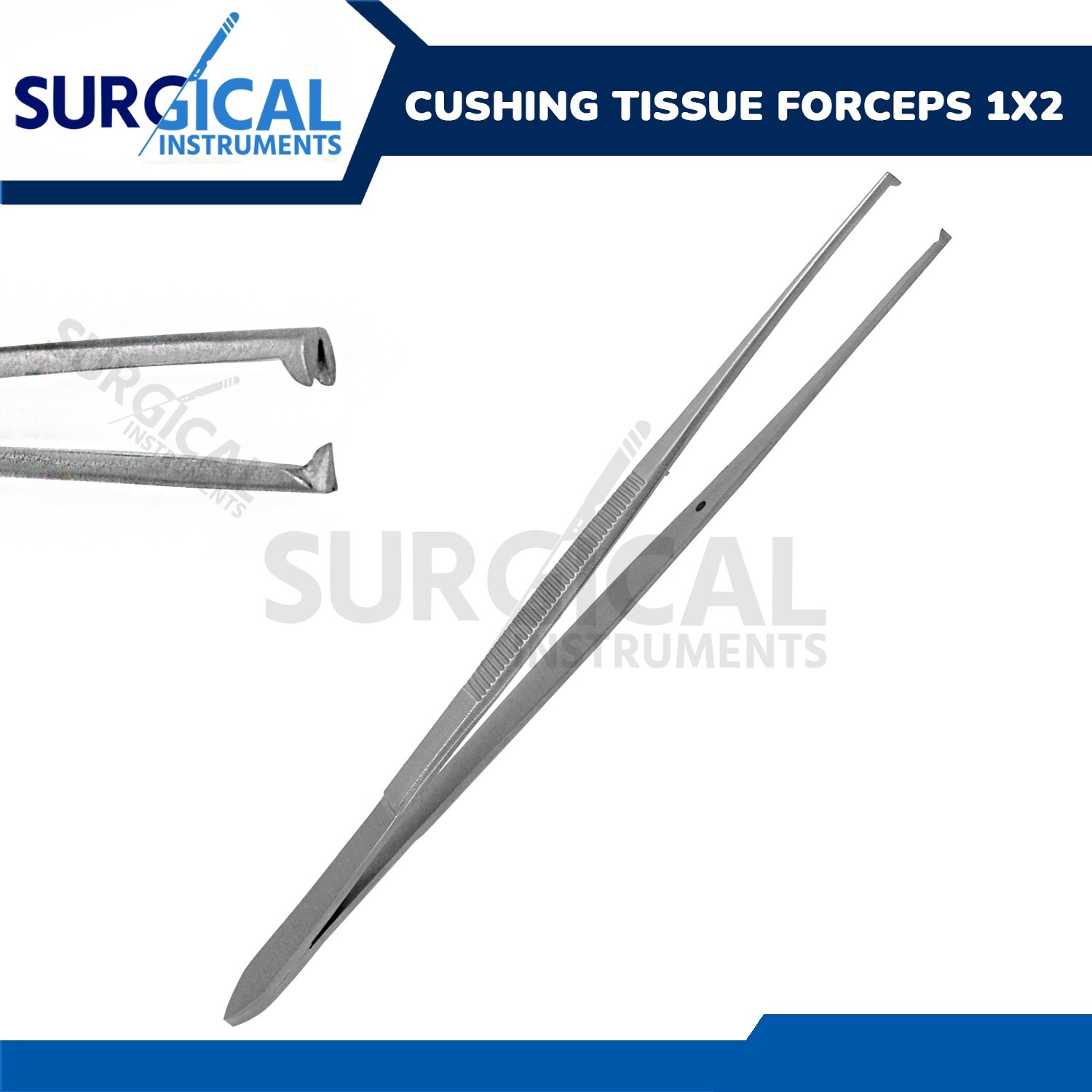 Cushing Tissue 1x2 Forceps Surgical Plastic Surgery 7" Stainless German Grade