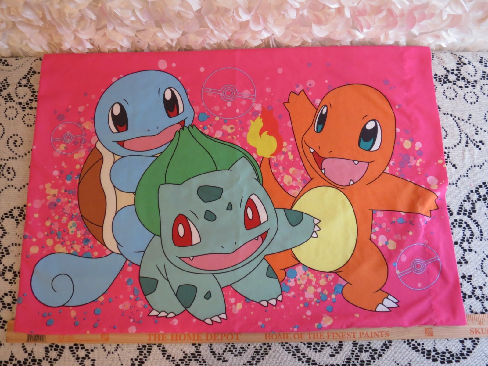 Pokemon Pikachu Pink Starters Gen 1 Bulbasaur Squirtle Charmander Pillowcase