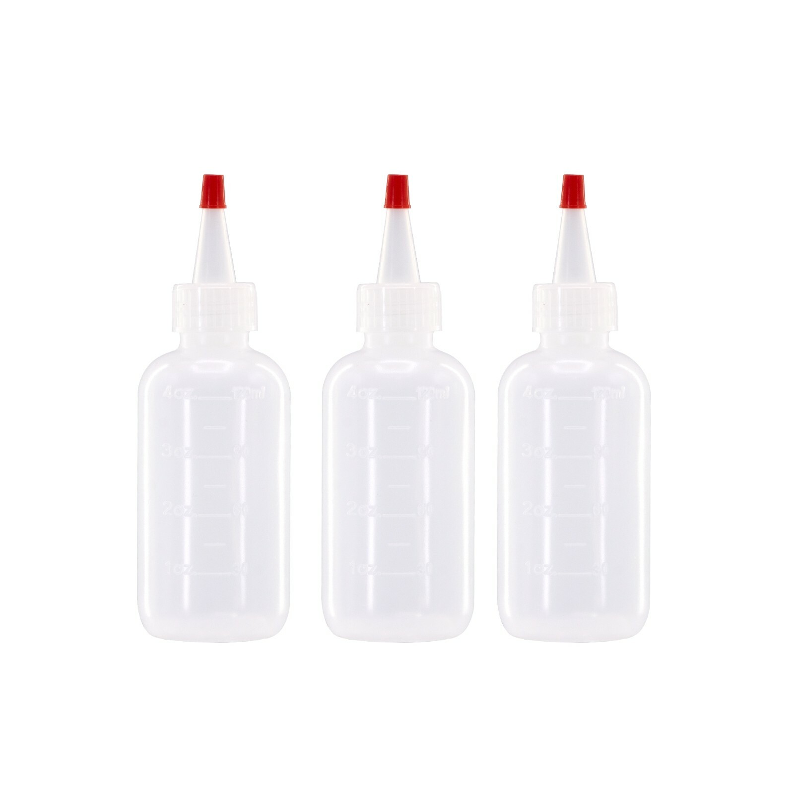 5 pack of 4oz (120mL) Plastic Boston Round Squeeze Bottles + Yorker Caps LDPE