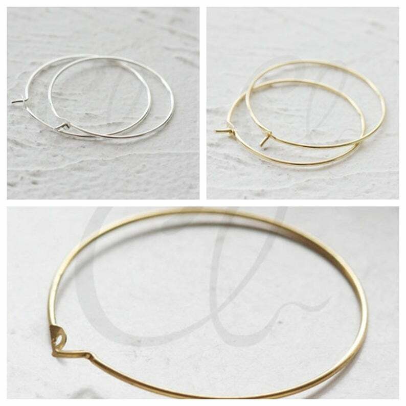 Solid Brass Round Earring Finding Earring Hook-Earring Hoop 25.5x0.7mm (3748)