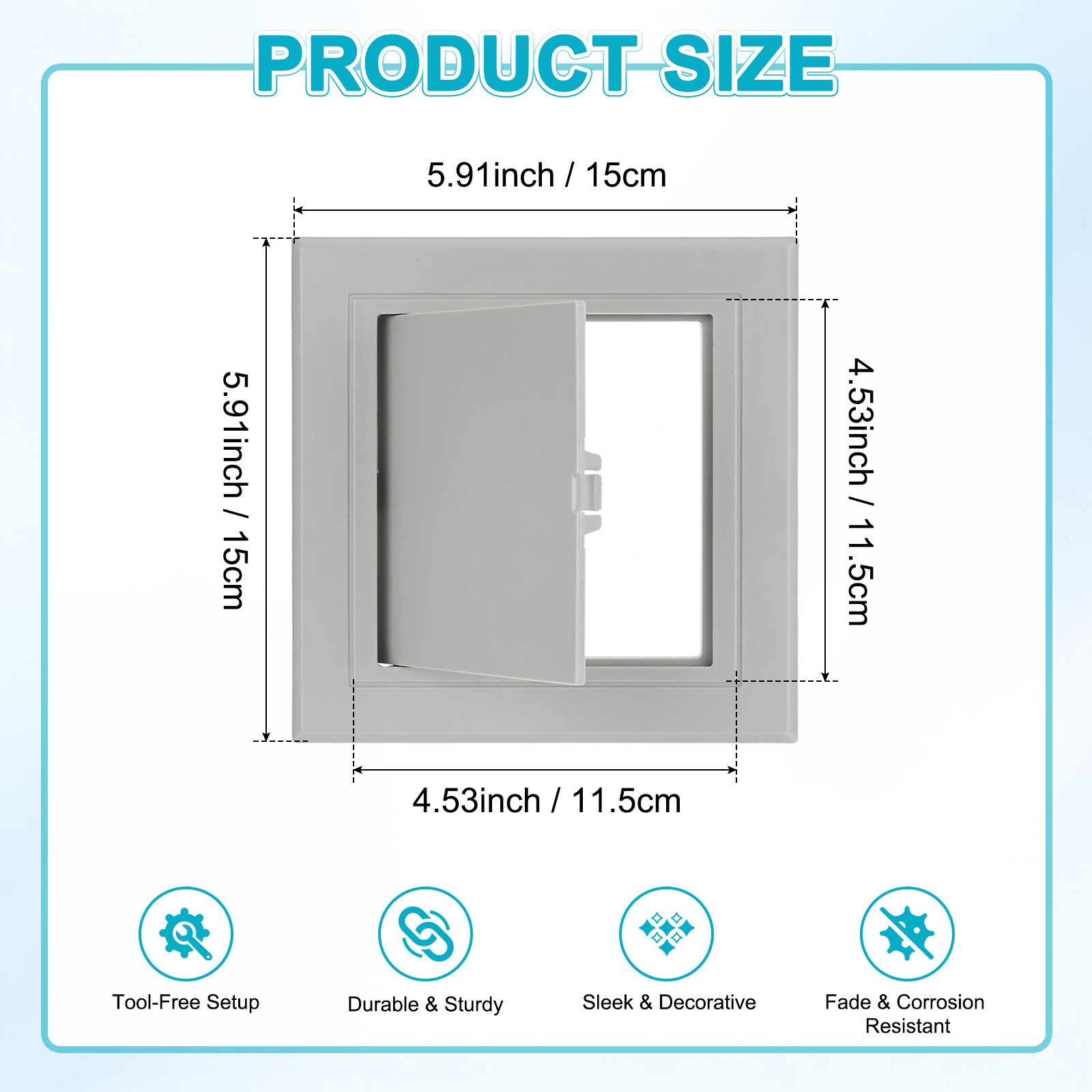 1-Pack Access Panel for Drywall, 4.5x4.5" Plastic Wall Hole Cover [Gray]