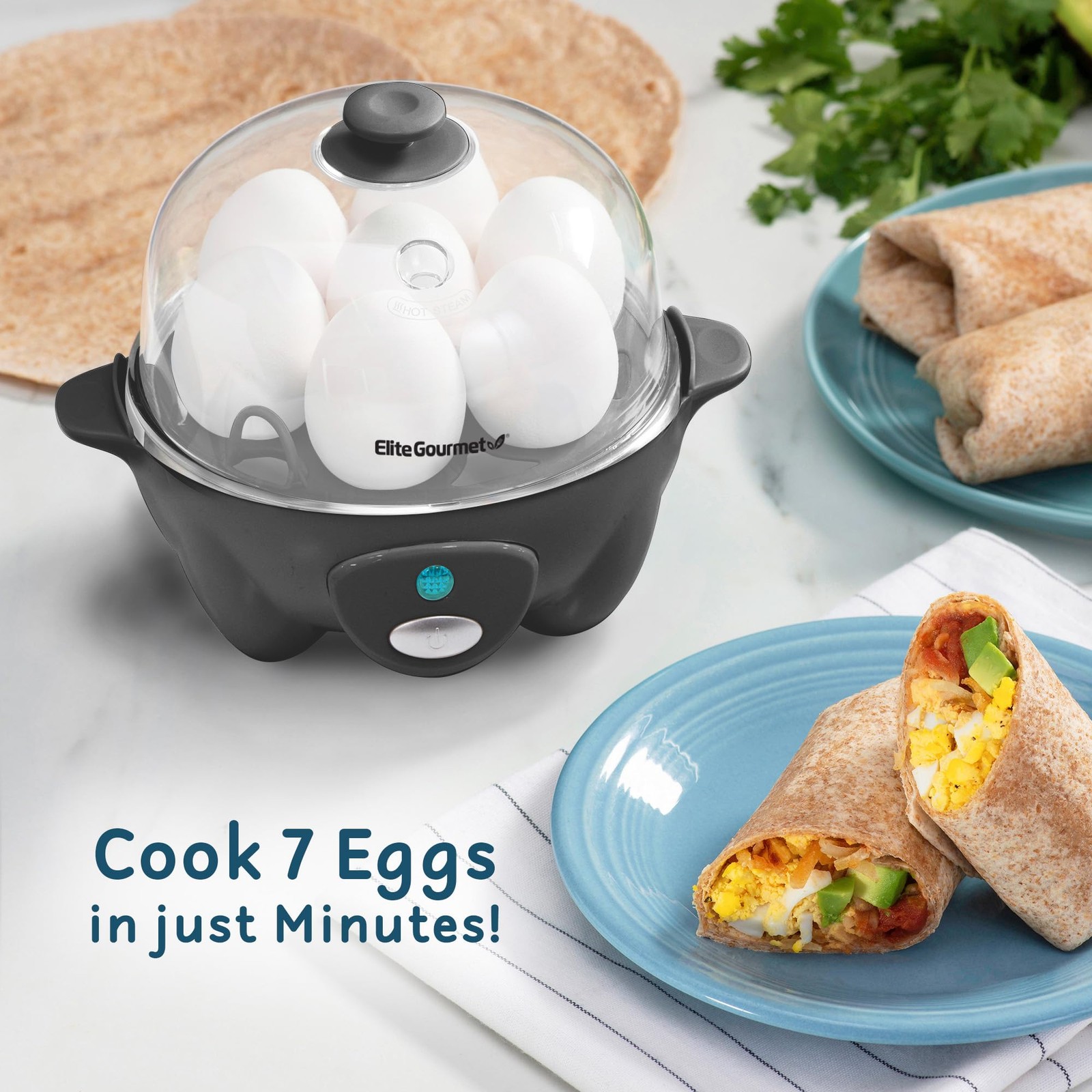 Rapid Egg Cooker set 7 Eggs Ash Grey Steamer kitchen tool kit