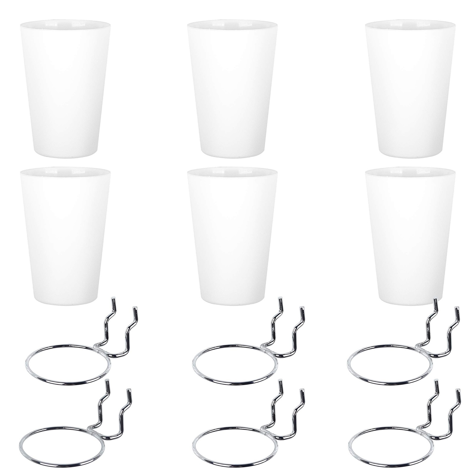 6 Sets Pegboard Hooks with Pegboard Cups, Ring Style Pegboard Bins with Rings...