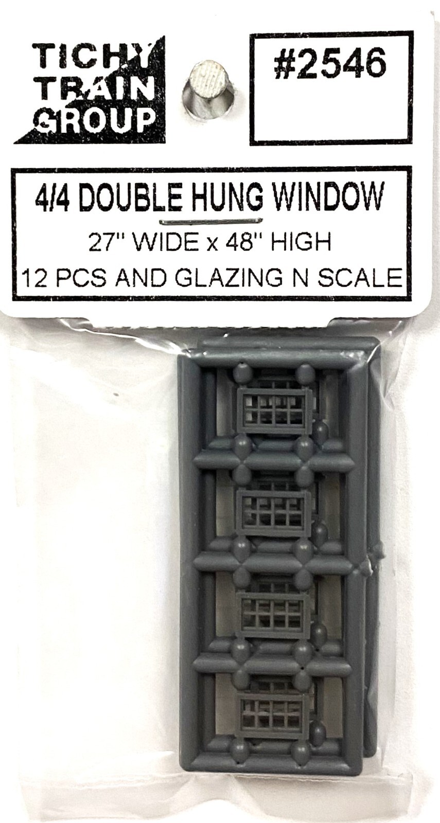 N Scale Tichy Train Group 2546  4/4 Double Hung Window  27" x 48" (12) pcs