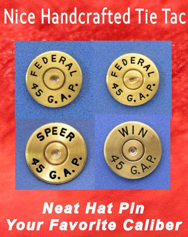 45 GAP G.A.P Glock Caliber Cartridge Hat Pin Shooting Jacket Pin Tie Tack Gun
