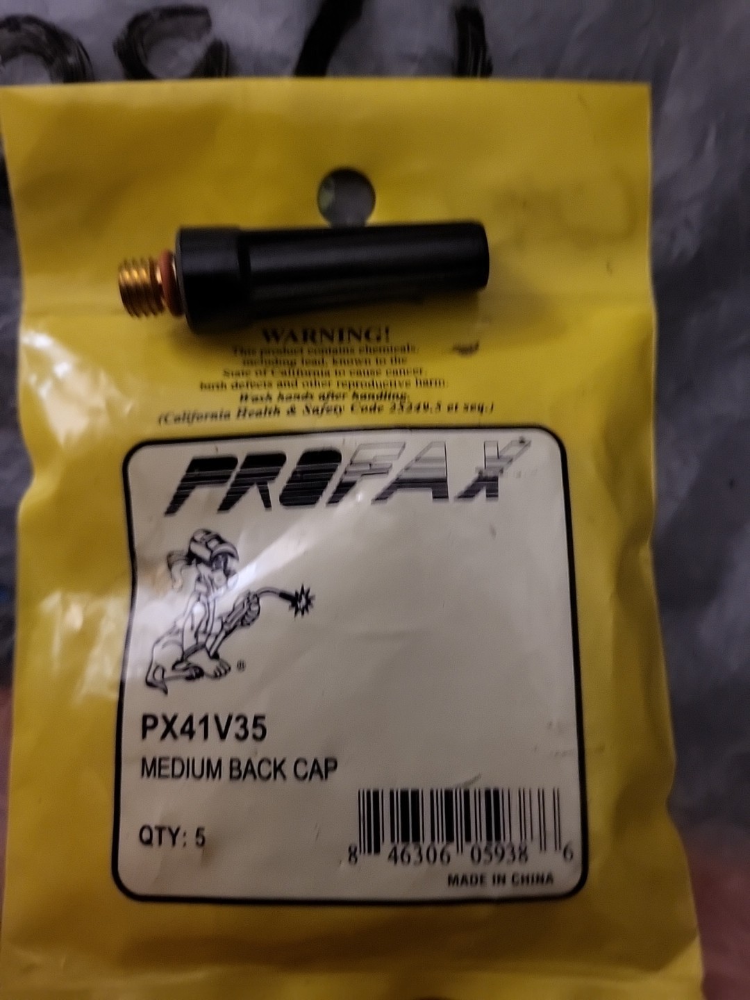 PROFAX PX41V35 BACK CAP MEDIUM 9/20 TIG TORCH, 5 PACK