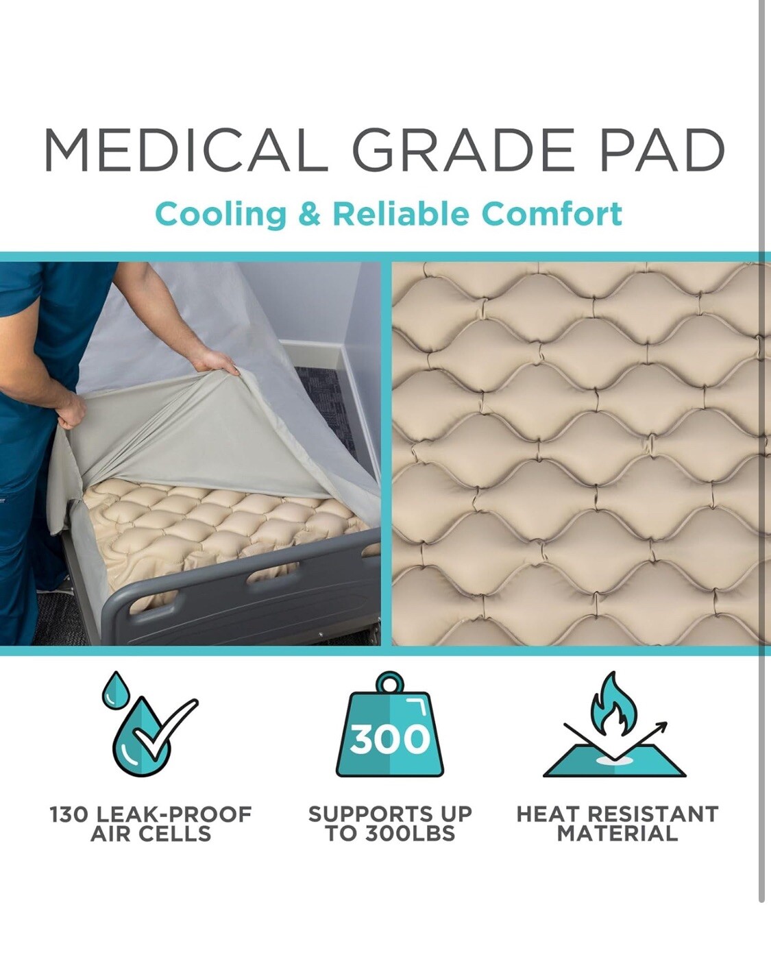 Vive Alternating Pressure Pad, Includes Mattress Pad and Electric Pump System