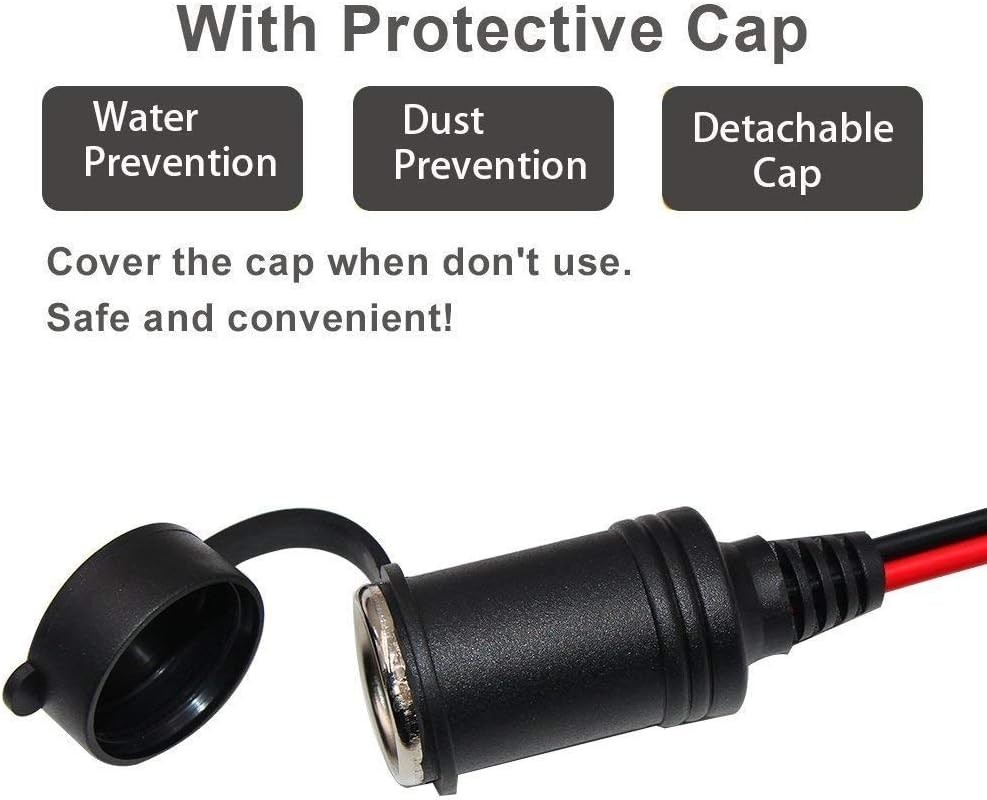 Cigarette Lighter Socket with Battery Alligator Clip - 3FT 12v Car Cigarette ...