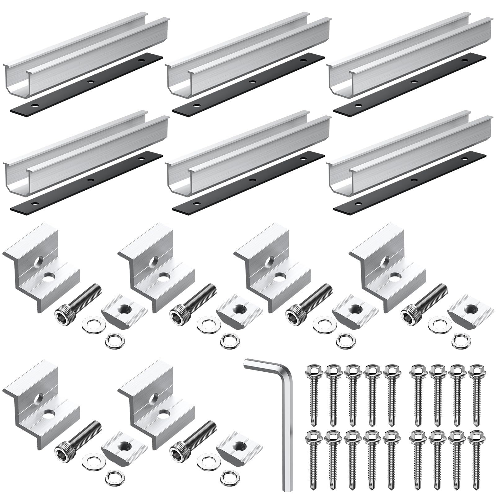 Anbte Solar Panel Bracket Kit, 6 Pcs 7.87 in Aluminium Solar Panel Mounting R...