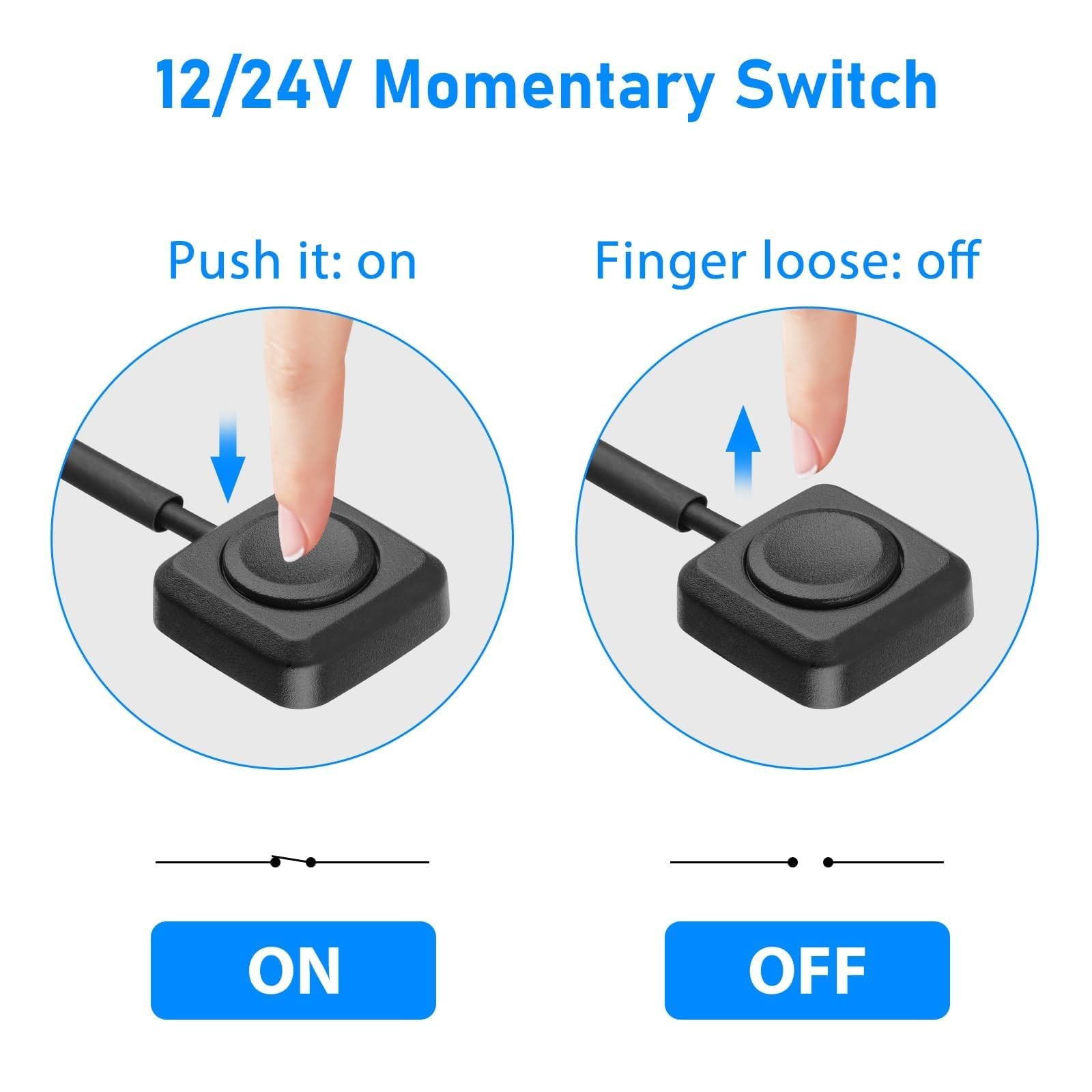 Linkstyle 10Pcs Momentary Push Button Switch, Surface Mount 11.43in Wire