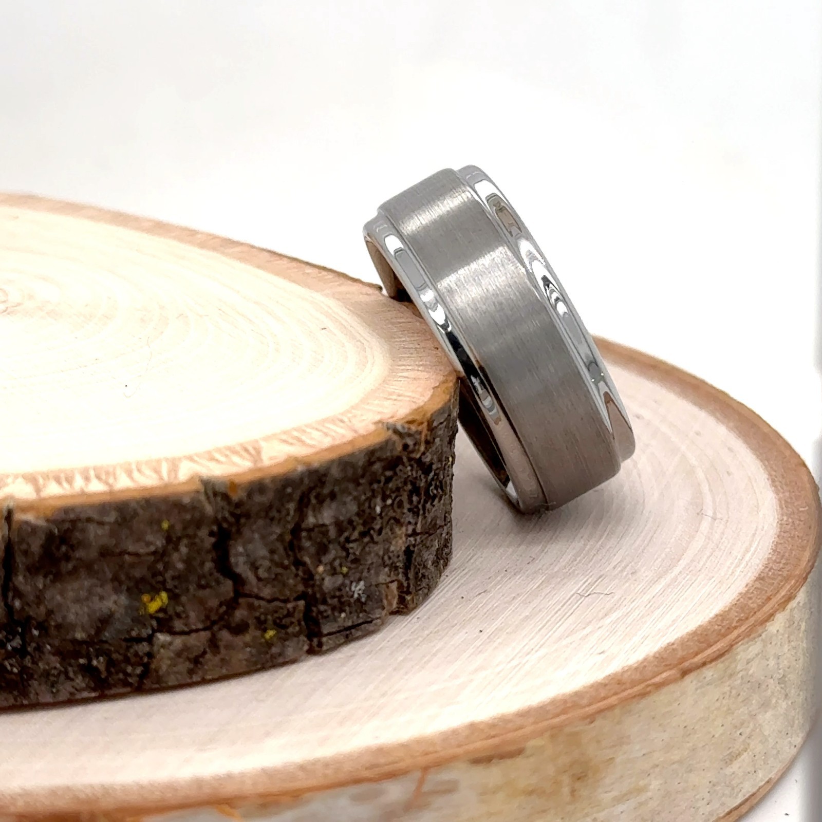 9mm Silver Tungsten Christmas Gift Ring For Him Matt Finish Polished Edges Band