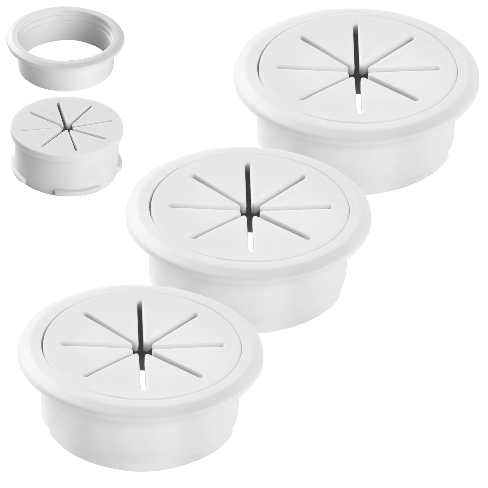 Desk Grommet 2 Inch (50 mm) 3 Pieces, Desk Hole Cover for Cables White, ABS P...