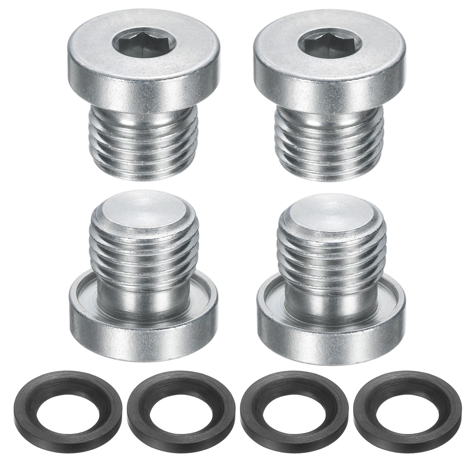 4Pcs M14x1 Carbon Steel Inner Hex Head Pipe Fitting Plug with O-Ring
