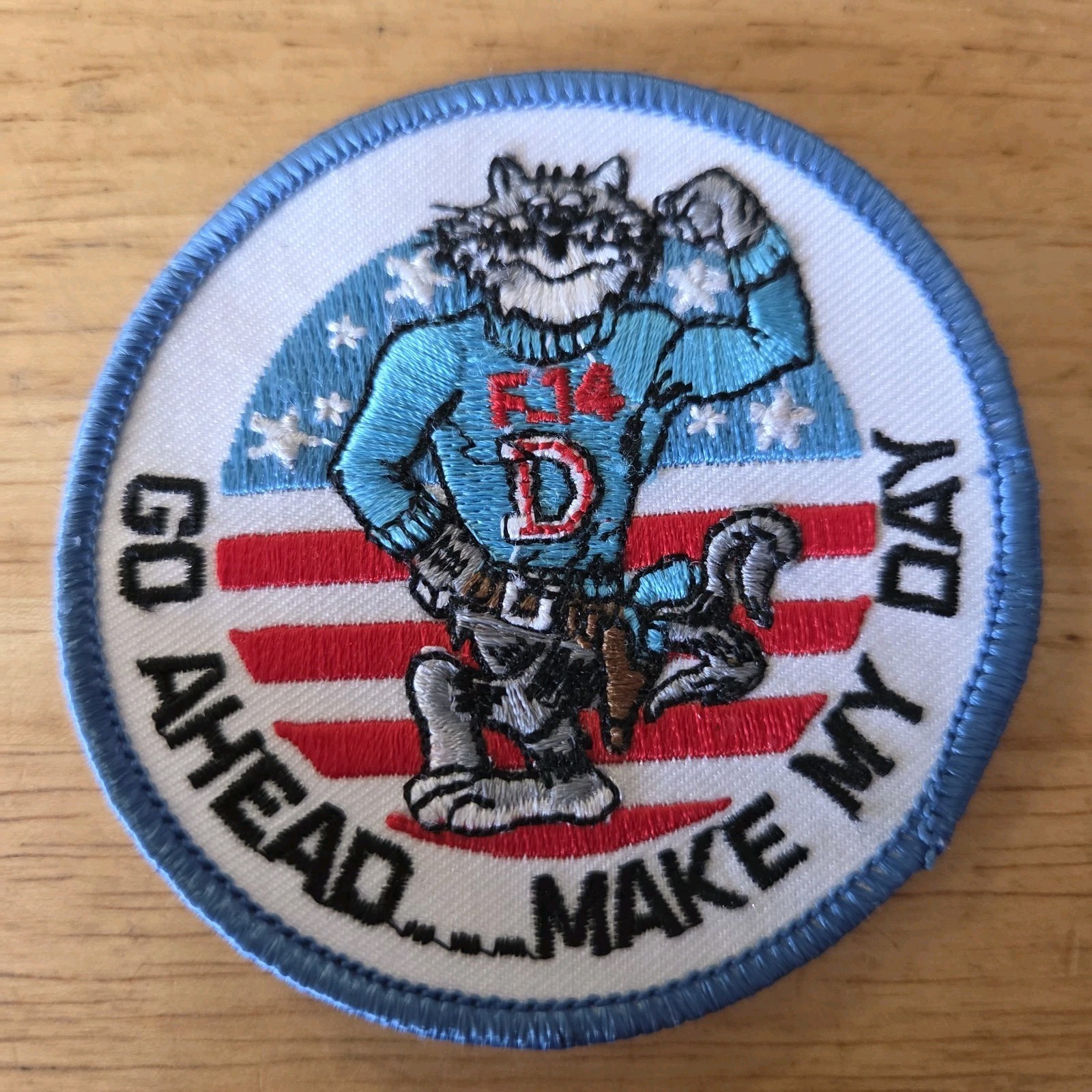 US Navy F-14 Tomcat Go Ahead Make My Day 3" Round Patch Any-Face Tomcat D-Model