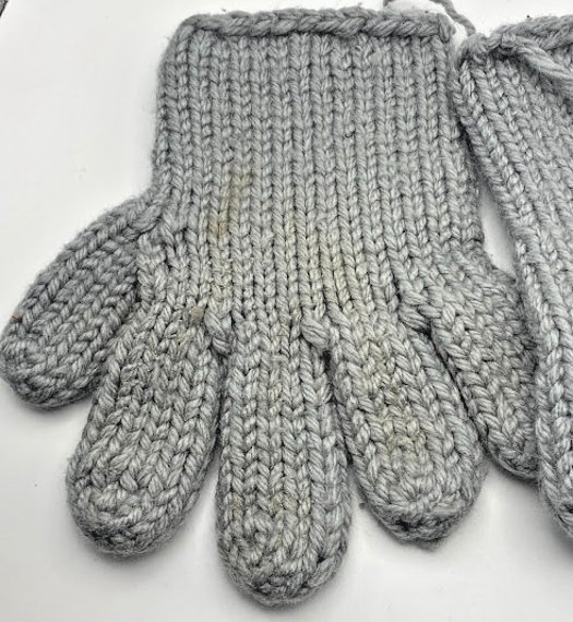 Late 90's Unisex Gray Knit Gloves Personally Owned Well Made Thicker Material