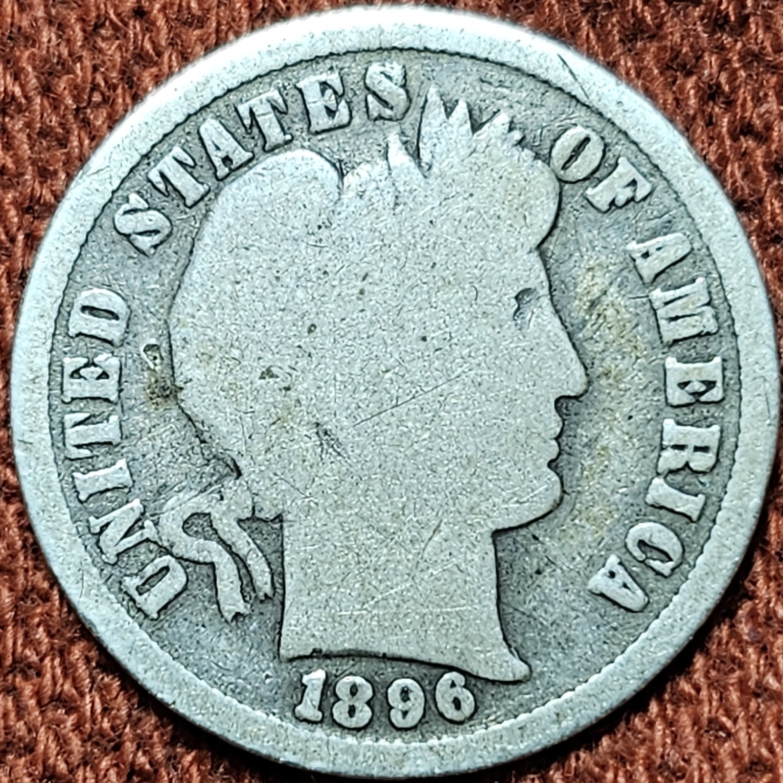 1896 Barber Dime 10C Silver Coin AG/G Details 90% Silver