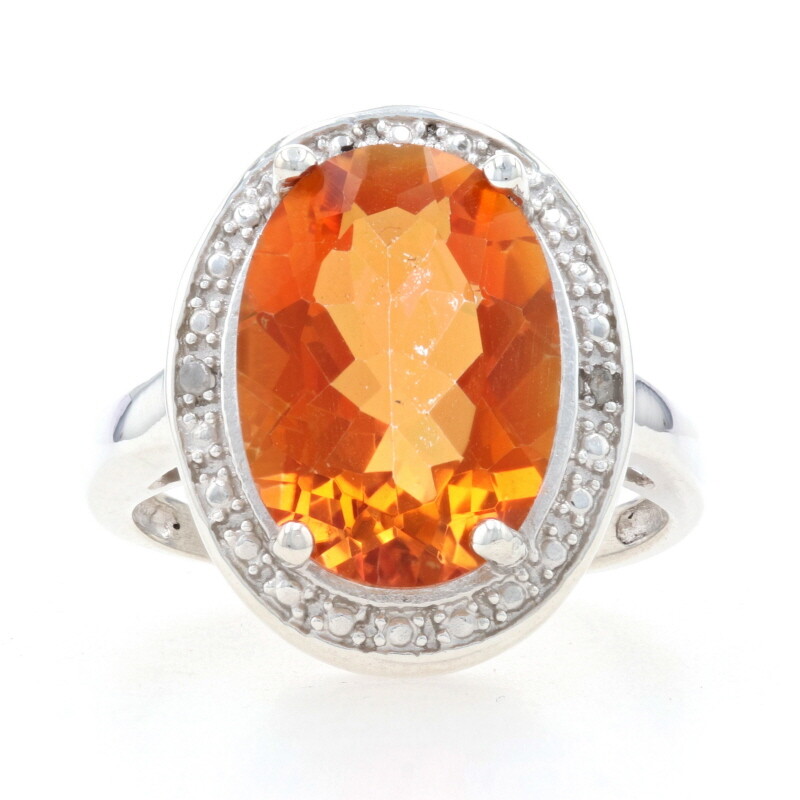 NEW Azotic Topaz & Diamond Ring - Sterling 925 Oval 5.01ctw Halo-Inspired
