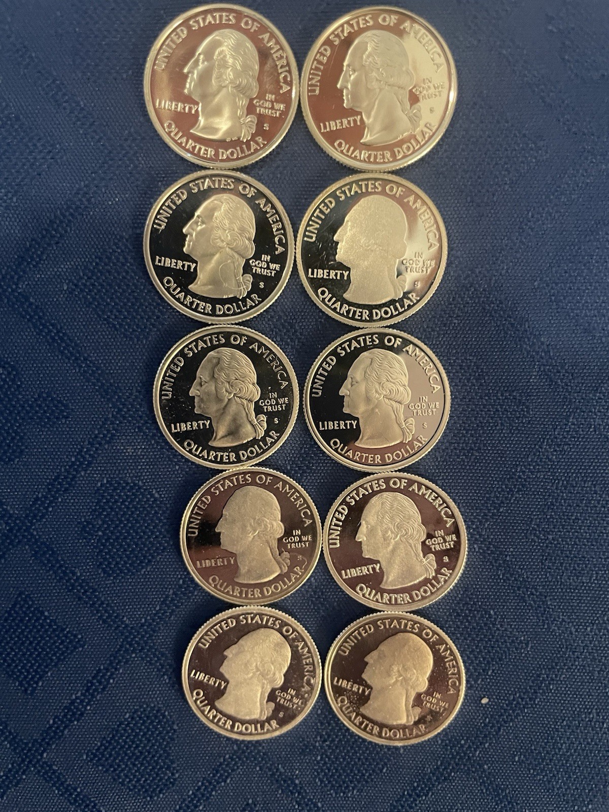 38 Silver Proof Quarters US Mint State And Territory Various Years