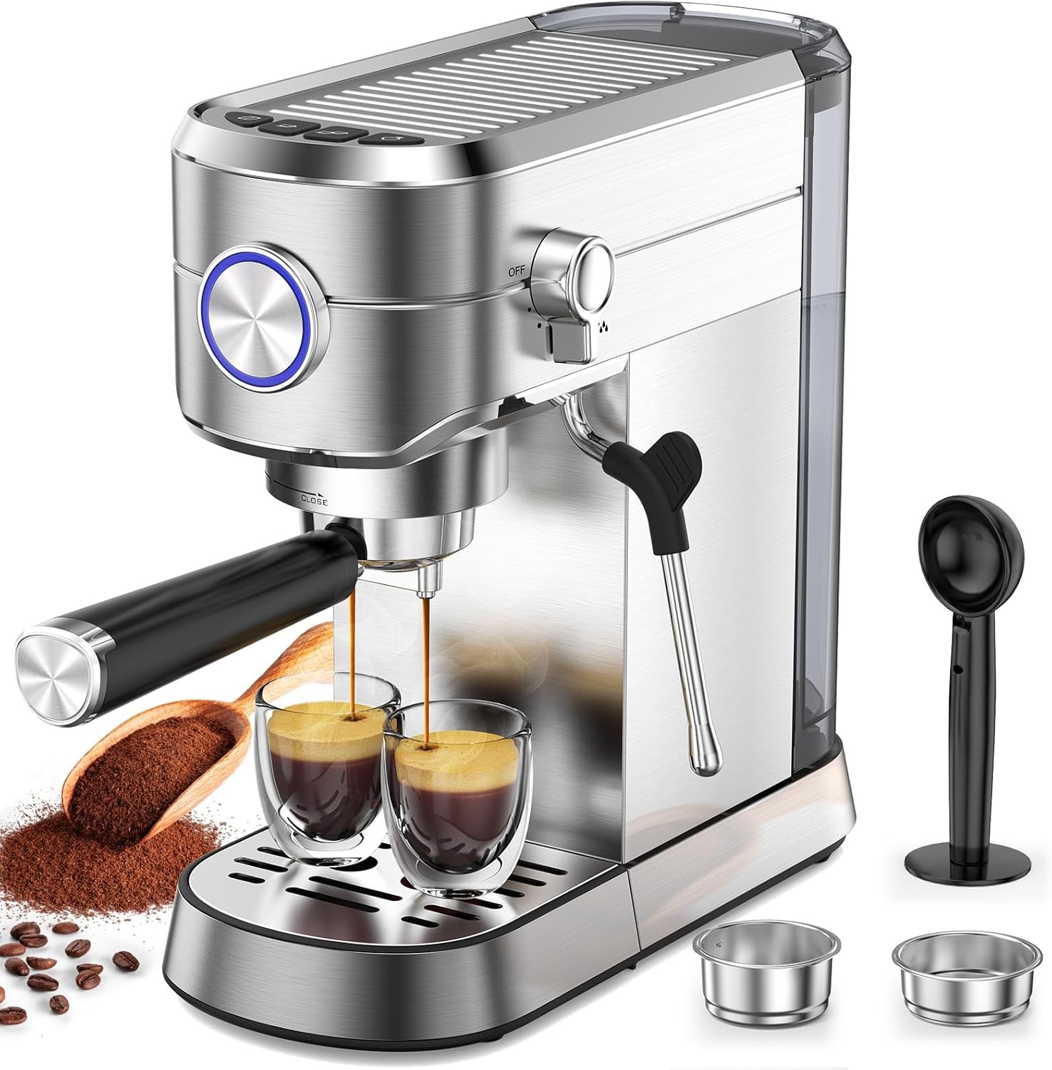 Espresso Machine with Milk Frother Steam Wand & 40oz Removable Water Tank