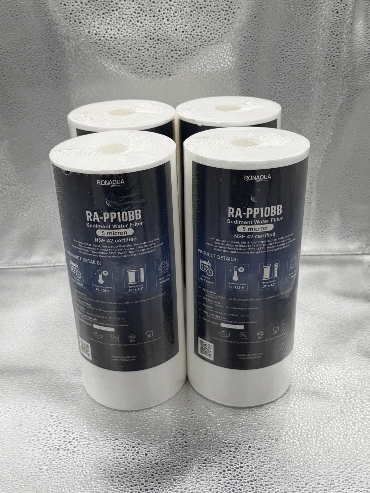 4-PACK of Big Blue 5 Micron Whole House Sediment Water Filters 10” x 4.5”