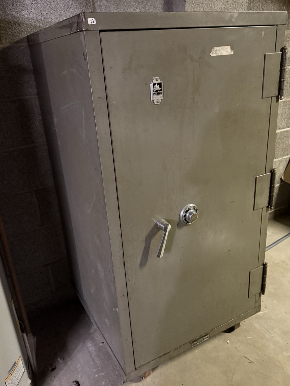 Vintage Victor Burglary / Fire Safe with Combination Lock - Olive Green 4 1/2 Ft