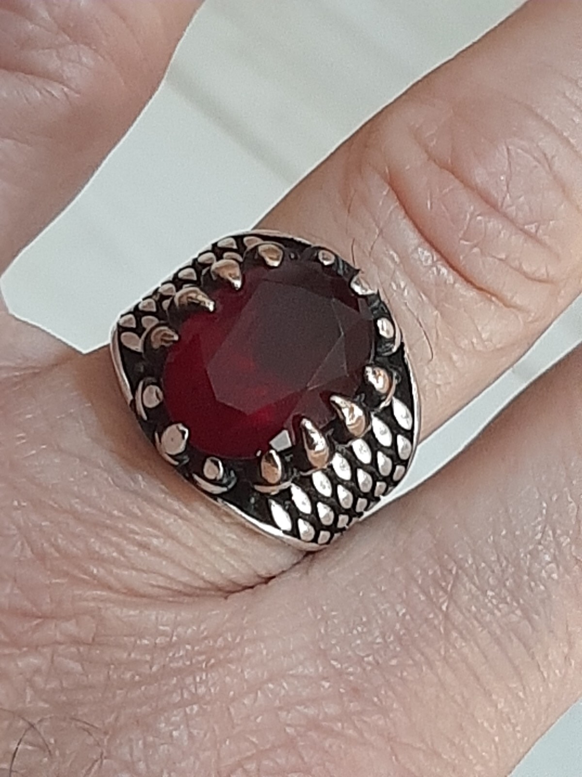 Men 925 Silver Ring Solitaire Ruby Spinel Ring Man Sterling $