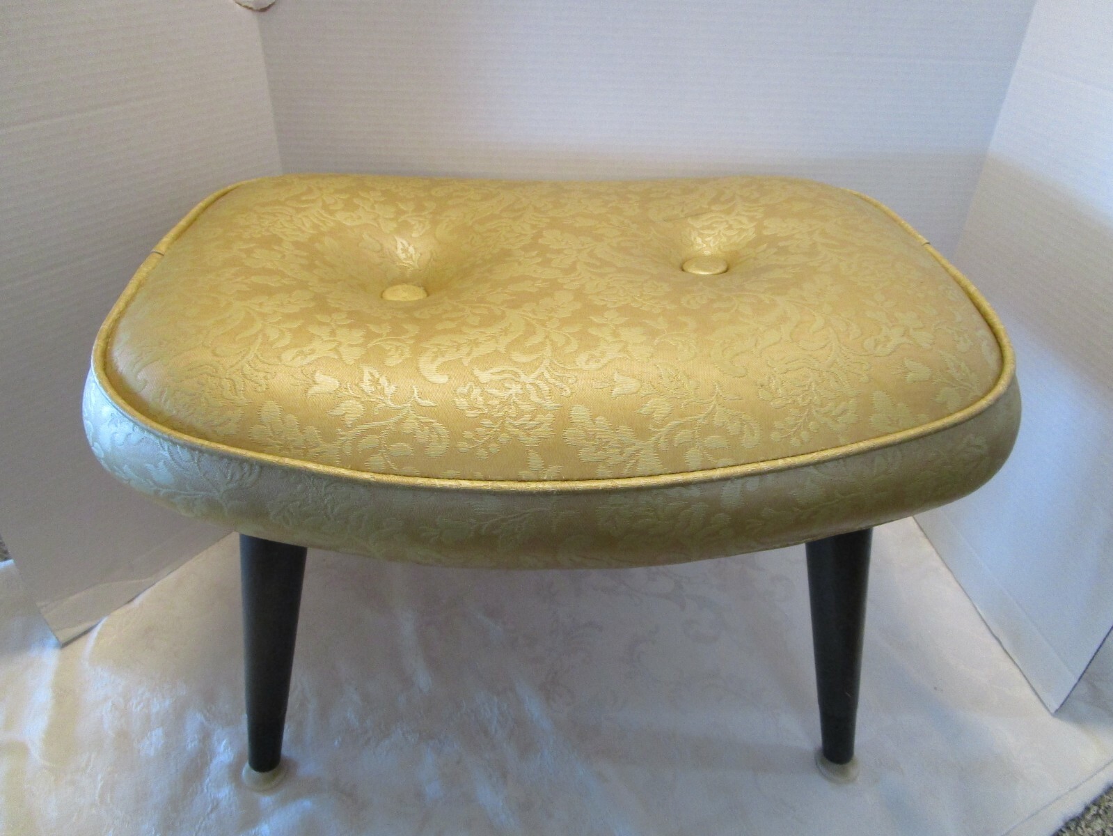 Vintage Stool ottoman hassock Vanity textured vinyl Belvedere Proc. 20.75"W  950