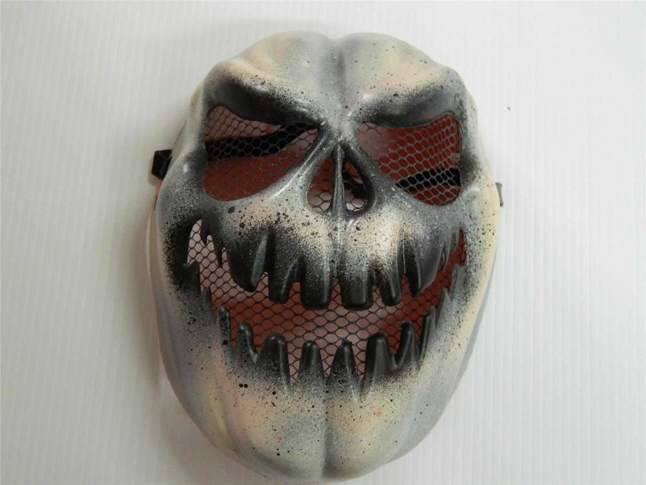 HALLOWEEN HORROR PROP - Modified painted Evil Ghost Pumpkin Skull Mask PVC