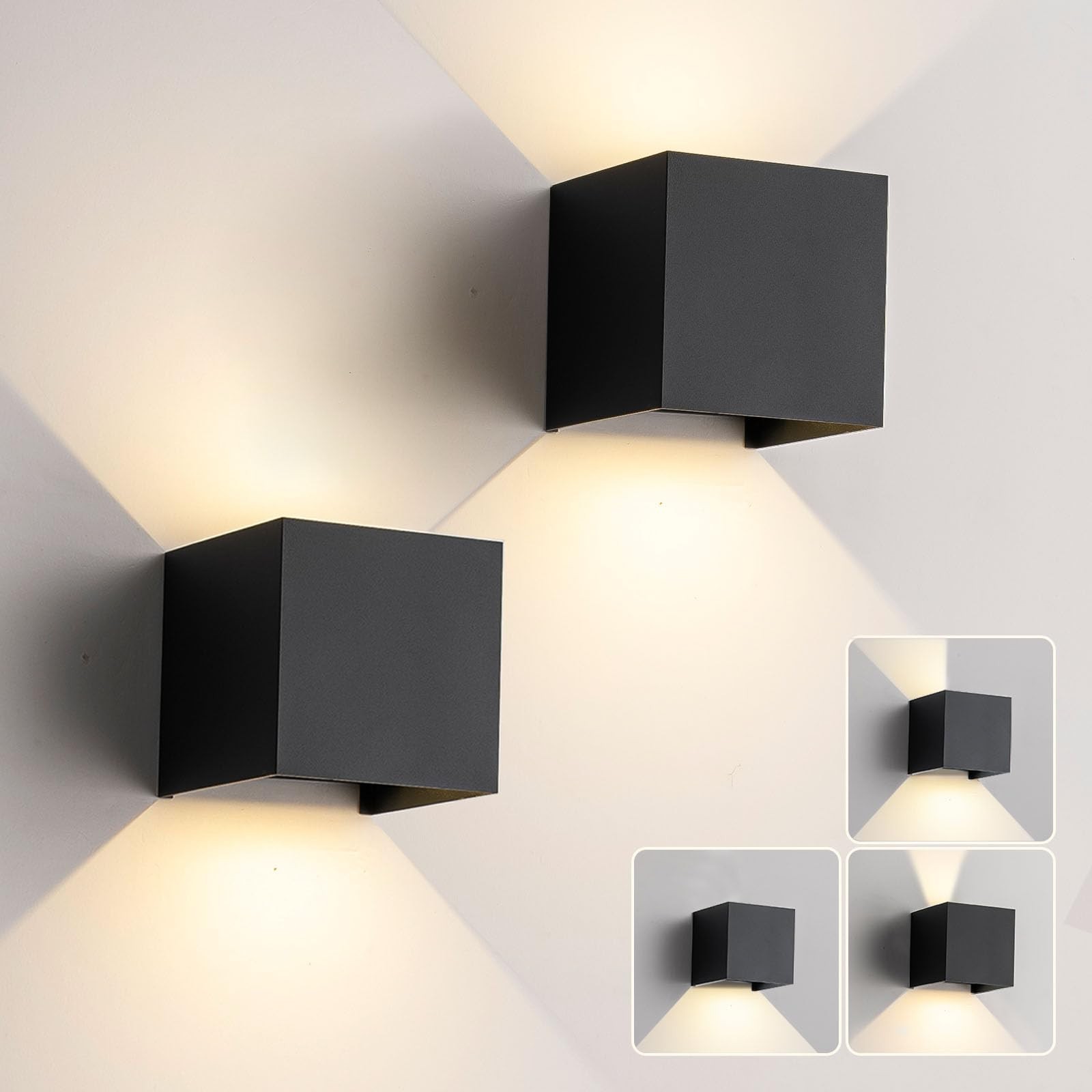 Nigaut Outdoor Wall Light 2 Pack, 15W 3000k Waterproof Black Up and Down Ligh...