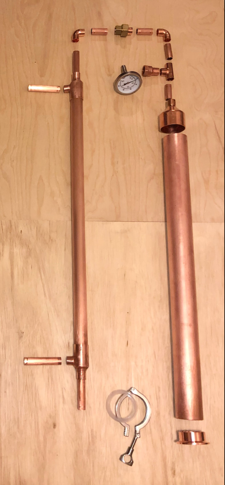 Moonshine Pot Still Distilling Beer Keg Kit DIY, 2" Copper Pipe Column Tri Clamp