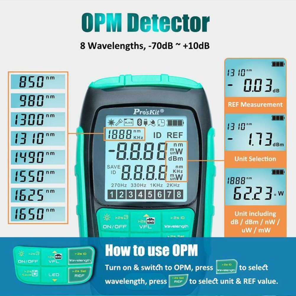 MT-7615 Connect LAN Cable Tester Intelligent Auto Calibrate Optical Power Meter
