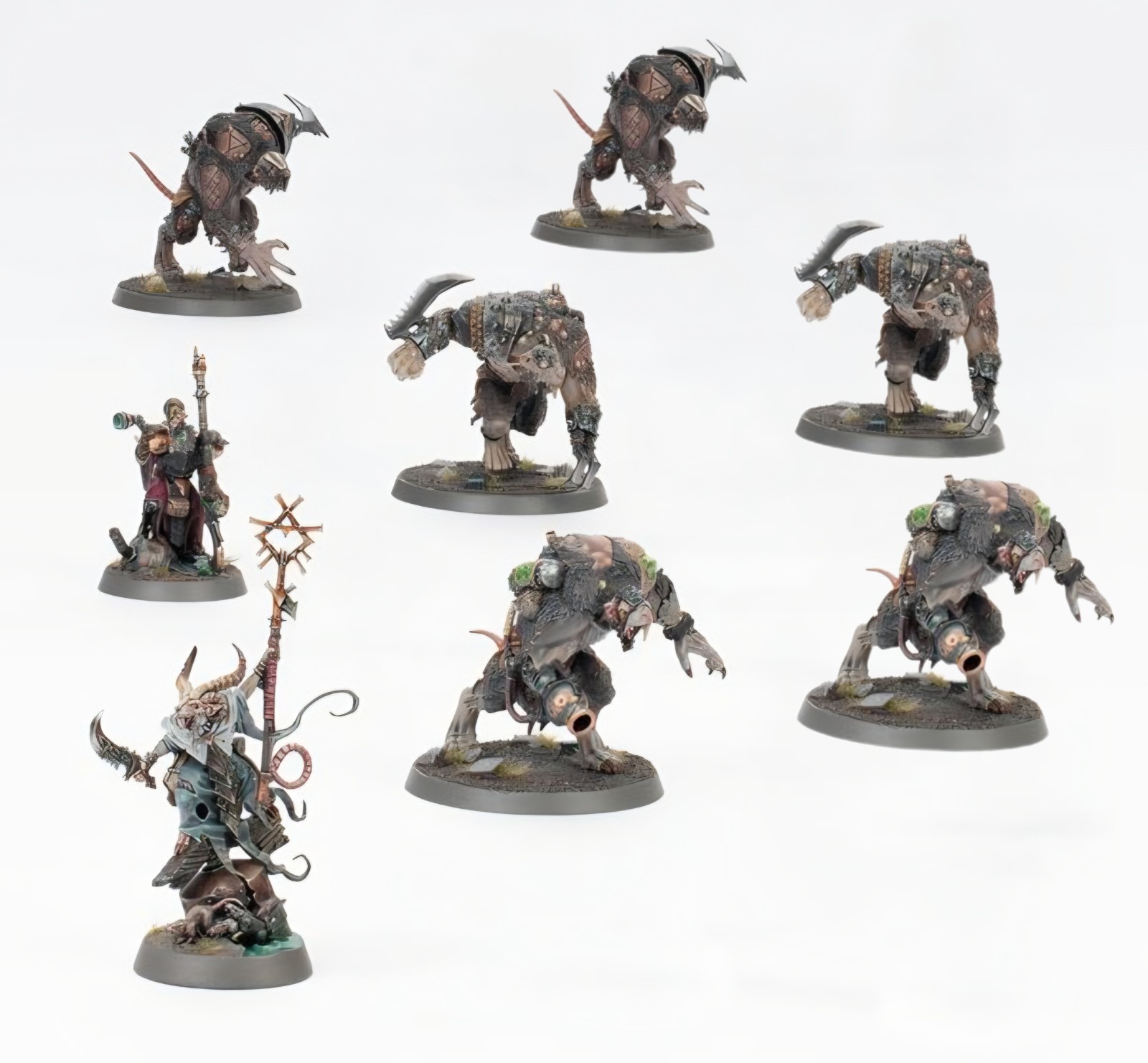 Warhammer Age Of Sigmar: 6x Rat Ogres + Grey Seer, Warlock Engineer NOS No Bases