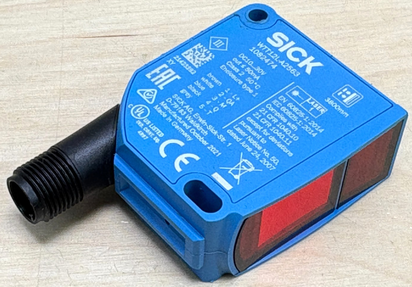 Sick WTT12L-A2563 PowerProx Laser Sensor, NPN / PNP, 1082474