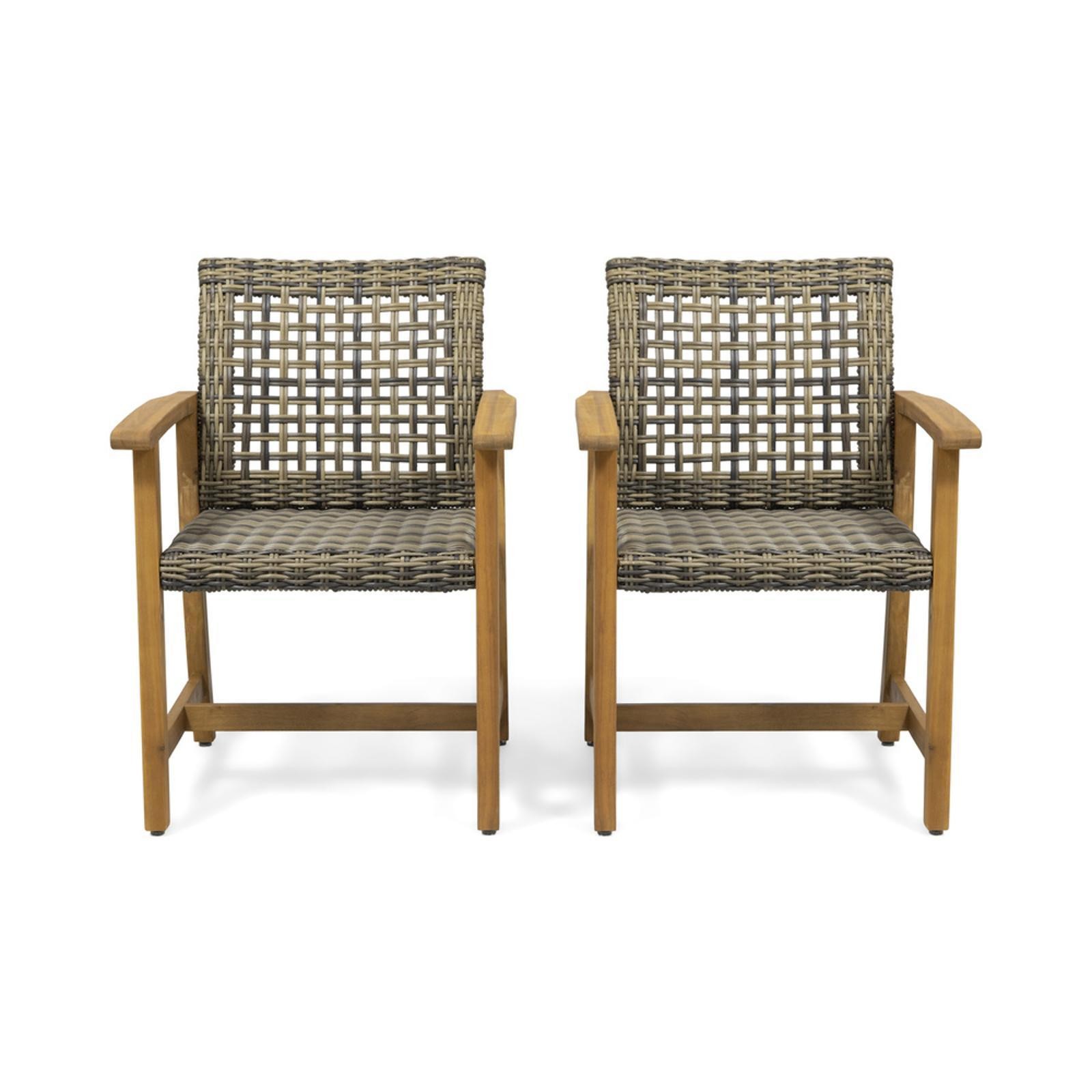 2-Piece Dining Chair Set - Weather-Resistant Acacia Wood &